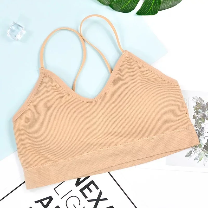 

2021 Sellers V Neck Tube Top Seamless Lenceria Padded Camisole Bandeau Sport Sleep Elastic Straps Underwear Bra Lingerie