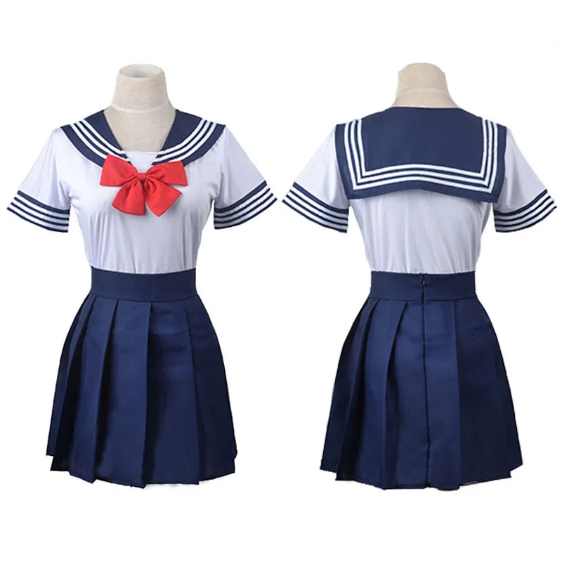 

Japanese Korean Version JK Suit Woman School Uniform High School Sailor Navy Cosplay Costumes Student Girls Pleated Skirt, As shown