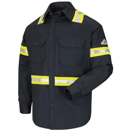 

Men's middile weight enhanced FR Reflective Button down uniform work shirt