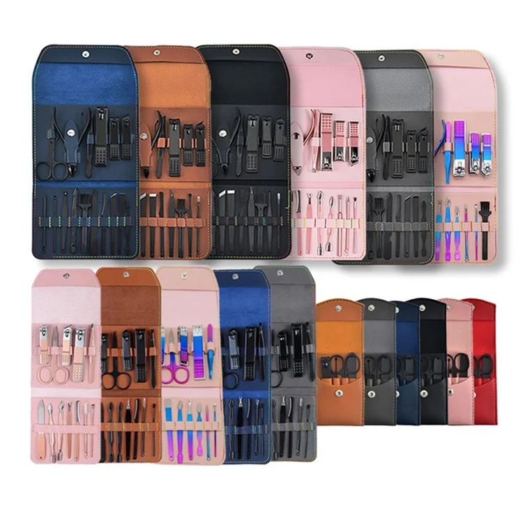 

PU leather home beauty personal care tools mens black japan de pedicure e manicure kit finger nail clipper set for men, Picture color or customized