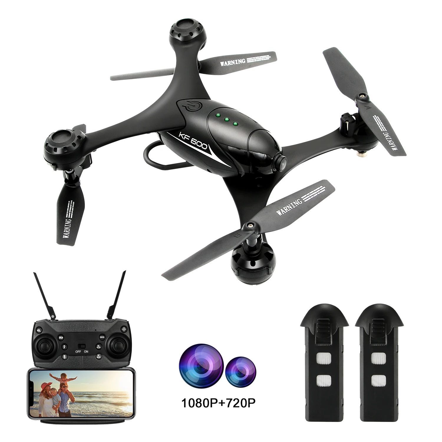 

2020 Hot KF600 drone 1080P WIFI Camera Drone FPV gravity gesture photo Christmas gift Toys App control toys drone, Black