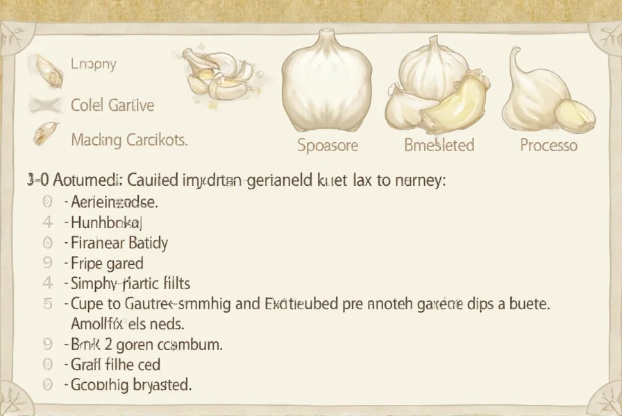 Three garlic cloves next to measuring spoons showing 1.5 teaspoons of minced garlic