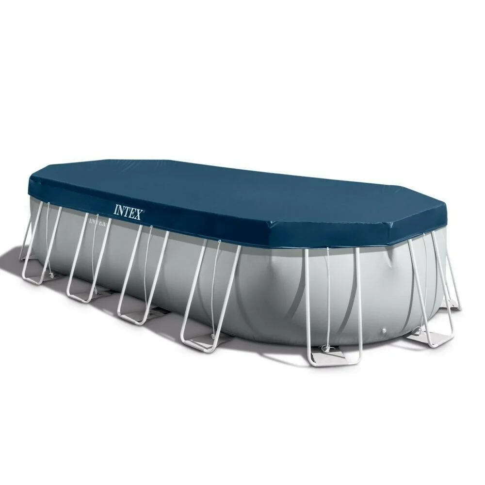 

Intex 26798 grey family swimming pool for sale oval metal frame swimming pool, Gray