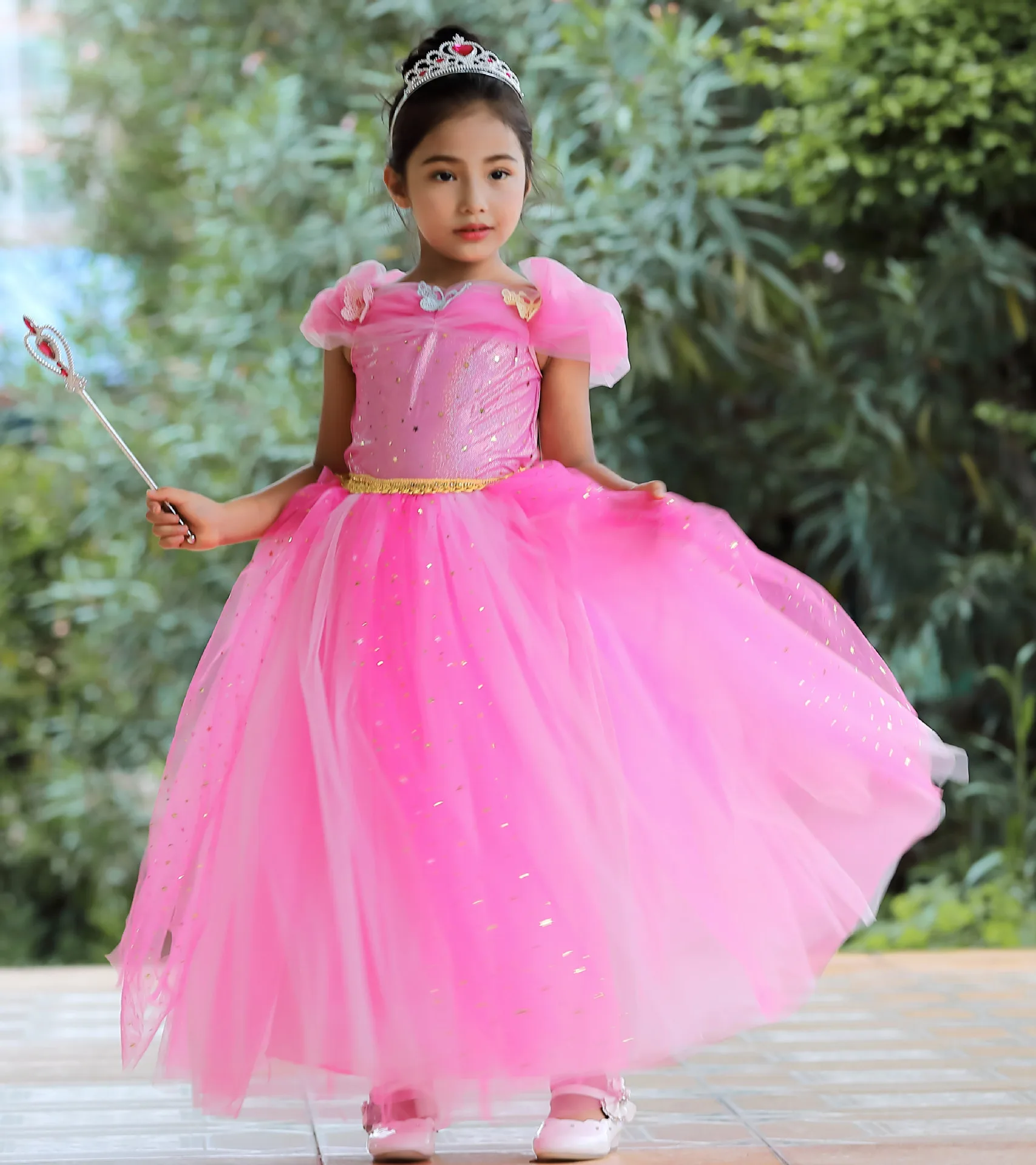 

Cosplay Party Dress Up Princess Aurora Fashion Dress Costume Halloween Fairy Princess Kids Fancy Dress Costume BX6821, Blue,pink