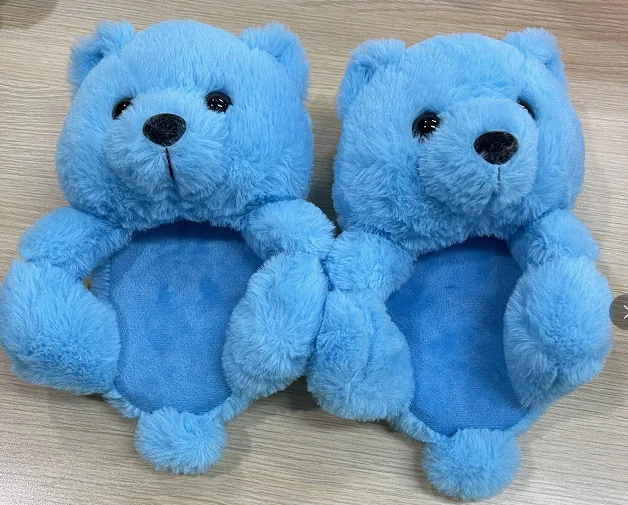

Hot Selling Custom Stuffed Plush Toy Teddy Plush Bear Slipper House slippers Bedroom slippers for women and kids, As picture