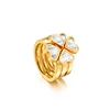 BAOYAN Gold Plated Stainless Steel Shell Clover Wedding Rings For Women