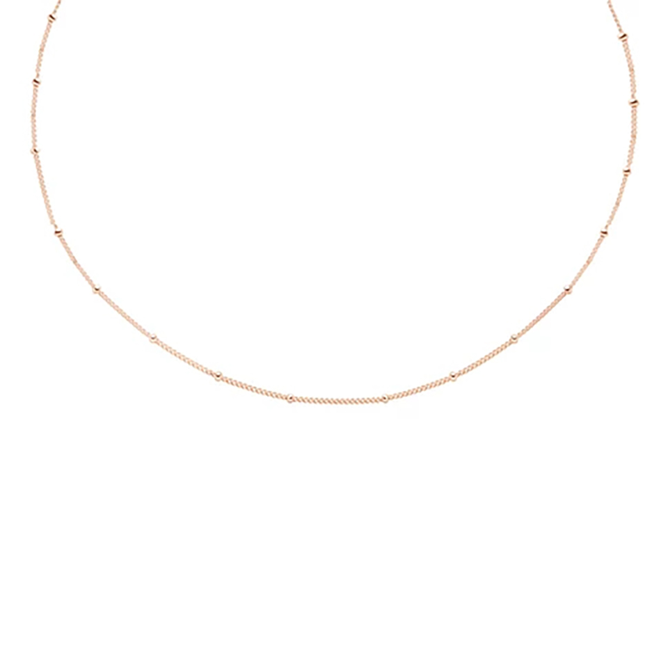 

Fashion Girls Jewelry 925 Sterling Silver Rose gold Plated Basic Small Beaded Choker Necklace