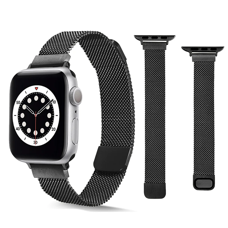 

Fashion Slim Stainless Steel Metal Strap Double Section Milanese Magnetic Watch Band For Apple Watch Band 3 6 42Mm