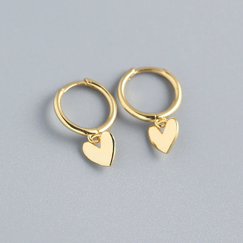 

high polish 925 sterling silver geometric gold-plated minimalist heart fashion hoop earrings wholesale for women