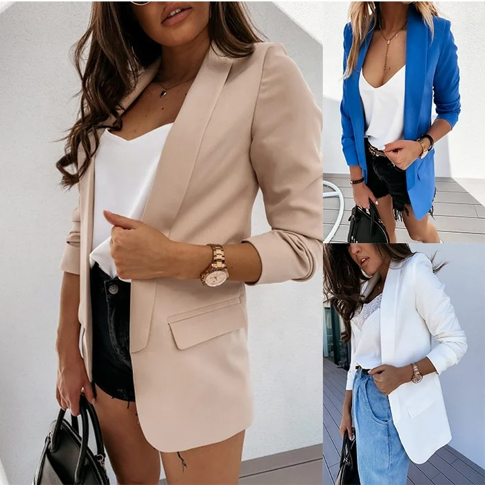 

Women's European and American fashion lapel slim cardigan temperament suit jacket