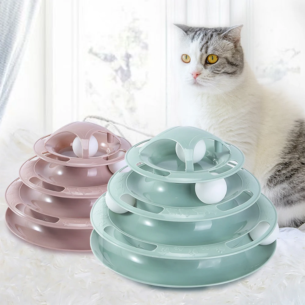 

Popular Hot Sale Guaranteed Quality 3 Layer Tower Balls Set Cat Pet Toy, Blue green pink purple orange white