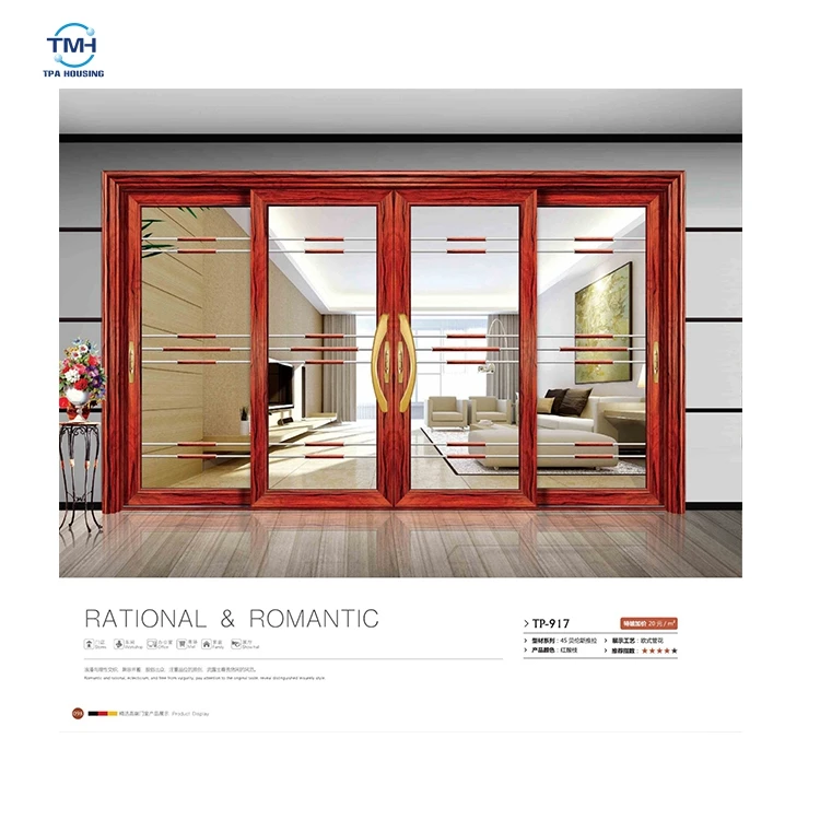 4 панели алюминиевого сплава раздвижные стеклянные двери завод