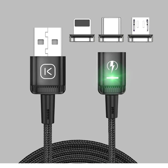 

Kuulaa 3A Micro Type C Light-ning Braided Usb Fast Charging Strong Cable 3.0 Magnet Charger Magnetic Cable For iPhone