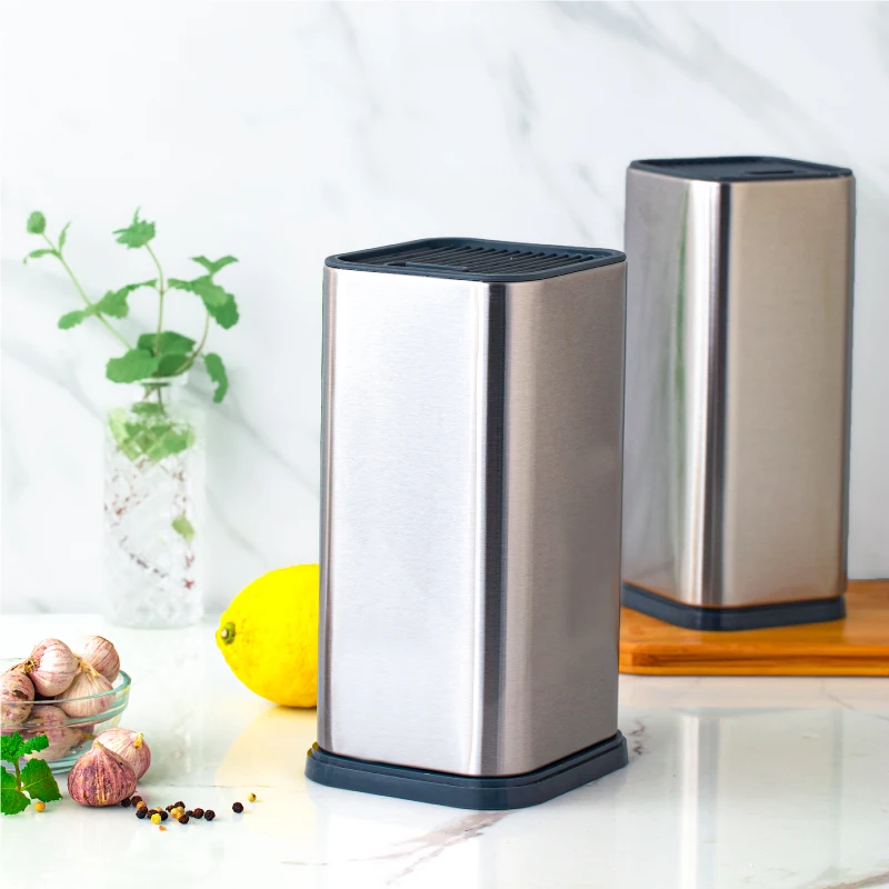 

Fashion Stainless Steel Kitchen Universal Knife Block Knife Holder Standing Storage safely stores knives, White + stainless steel
