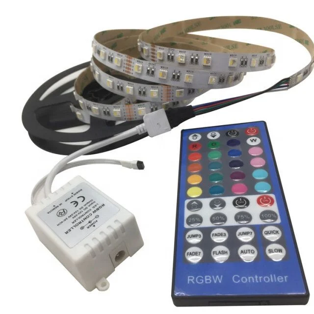 16.4FT 24v 5050 RGBW Color Changing Flexible LED Strip  Rope Lights Waterproof 300 LEDs TV Back Lighting with Remote Controller