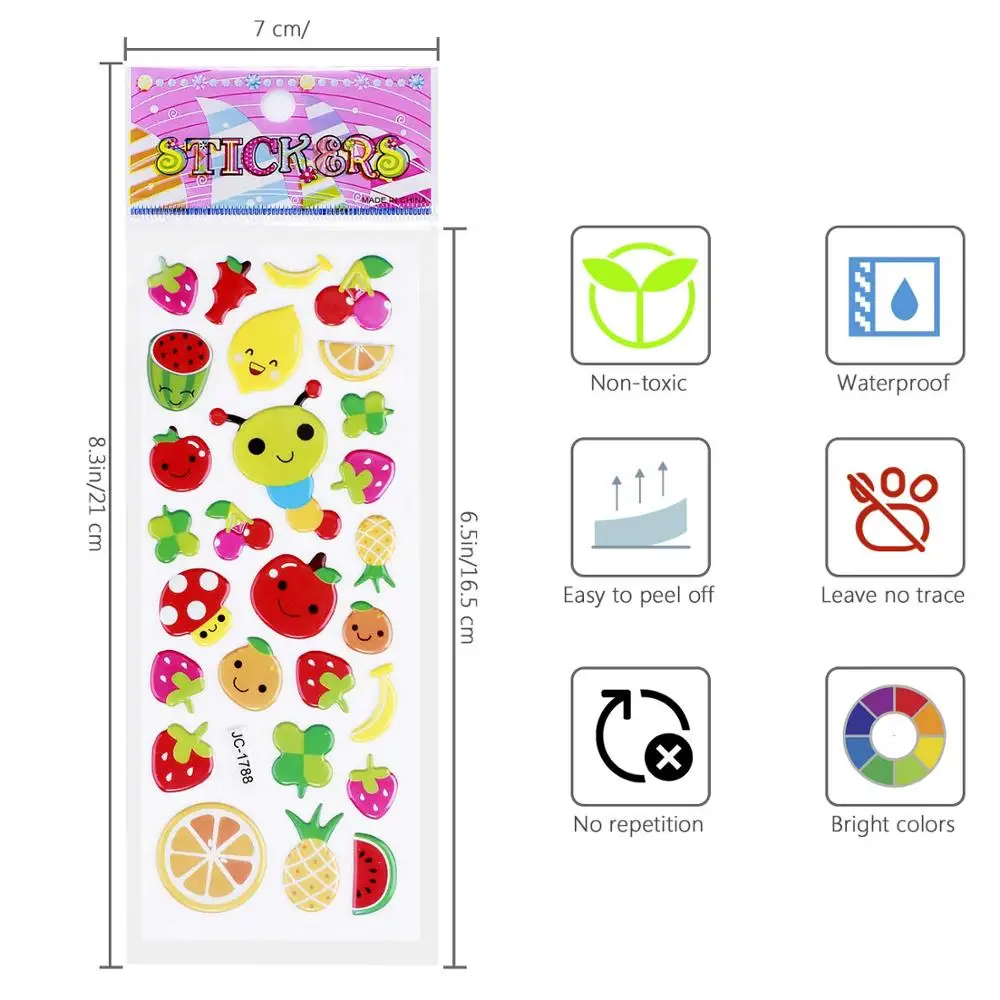 3D Puffy Stickers for Kids sticker, Bulk Stickers for Girl Boy Birthday Gift sticker, Toddlers Including Animals Stars sticker