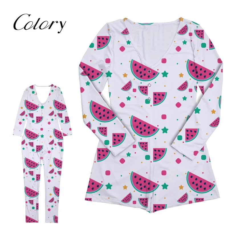 

Colory Korean Silk Sleepwear For Winter Onesie With Flap Butt, Picture shows