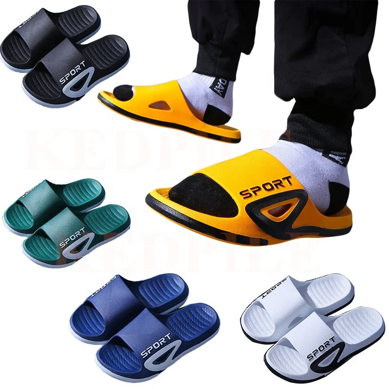 

Slippers Men Shoes 2022 New Casual Breathable Flip Flops Soft-soled bathroom indoor Home shoes Beach Sandals Zapatos de China, Navy/yellow/black/white/green