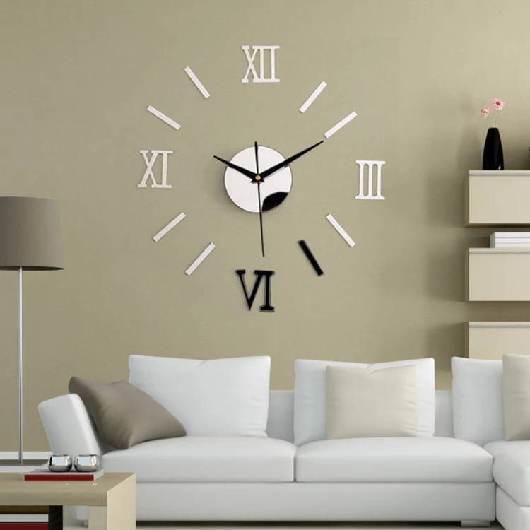 

hot sale diy 3d fancy decorative removable wall sticker clock for bedroom, Gold,silver,black coffee