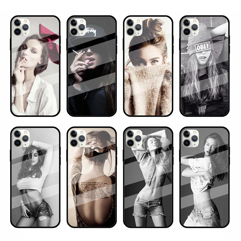

Beauty woman Soft TPU Fitted Case For iPhone 12 7 11 pro max fashion Tempered glass OEM Custom Phone Cover