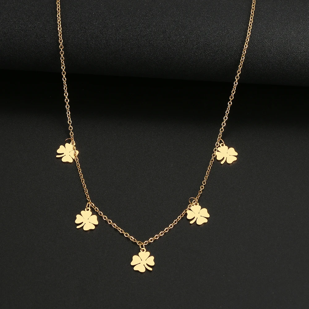 

Stainless Steel Necklaces Clover Gold Silver Color Multi-accessory pendant Simple Chain Necklace For Women Jewelry Friend Gifts