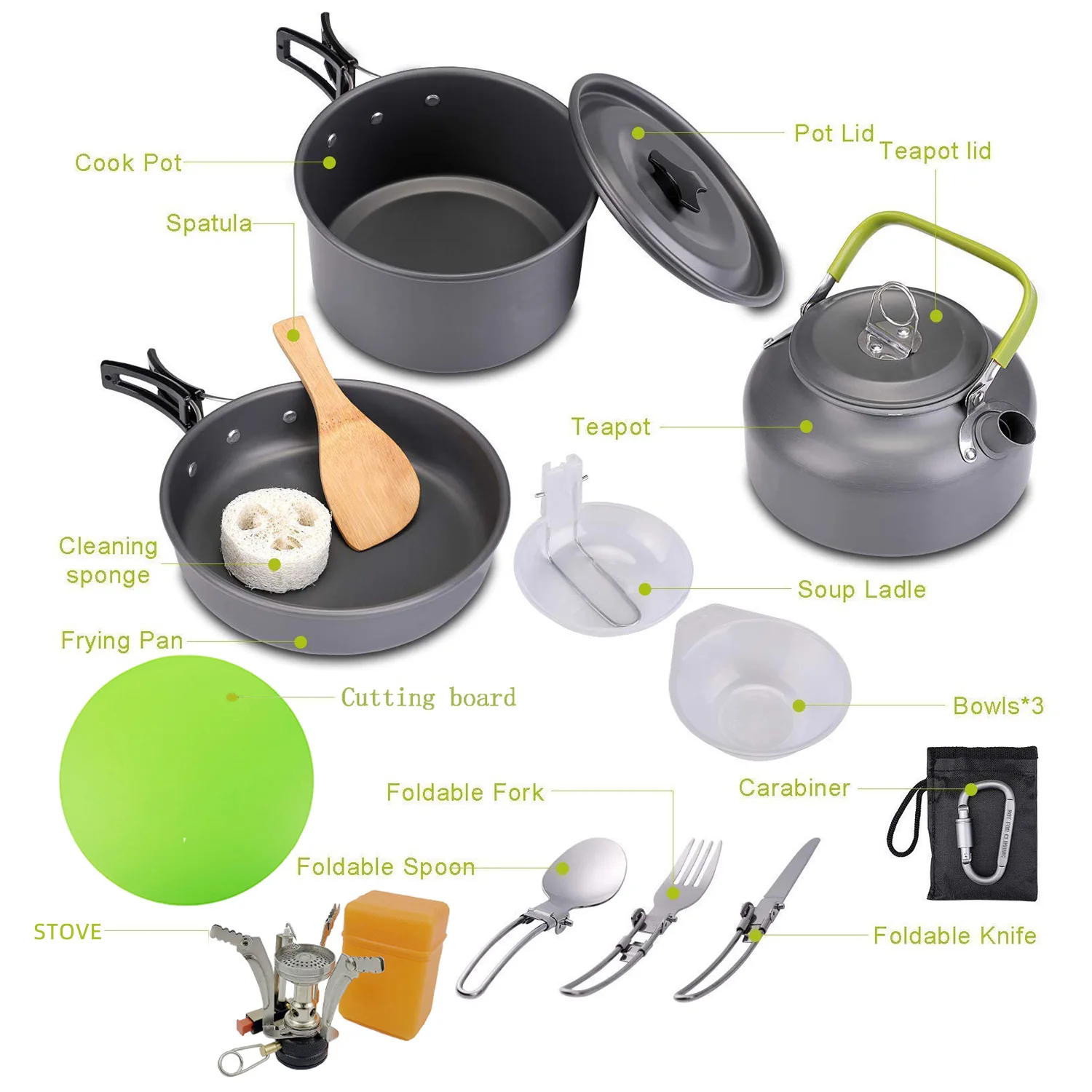 

Maideng The factory sells high quality aluminum camping pot hiking, backpack cooker outdoor cooking utensils