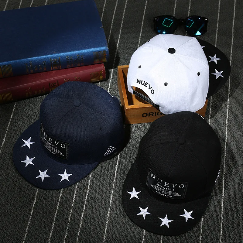 Wholesale 2024 Vintage 6 Panel Casquette Gorra Flat Bill Brim Hiphop Baseball Cap Star Patch Embroidery Snapback Hat for Men