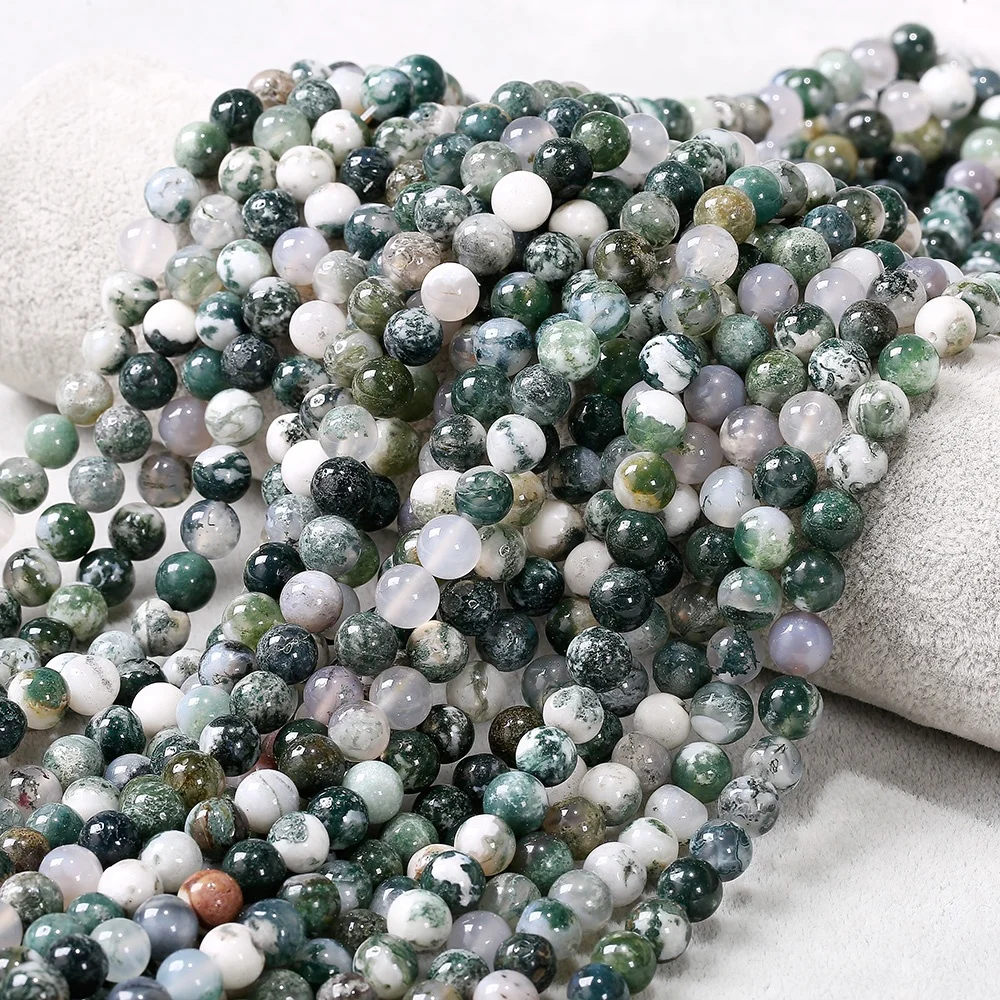 

Chakra Natural Stone Beads,8mm Round Genuine Real Tree Agate Beads,DIY Smooth Beads for Bracelet Necklace Earrings Making