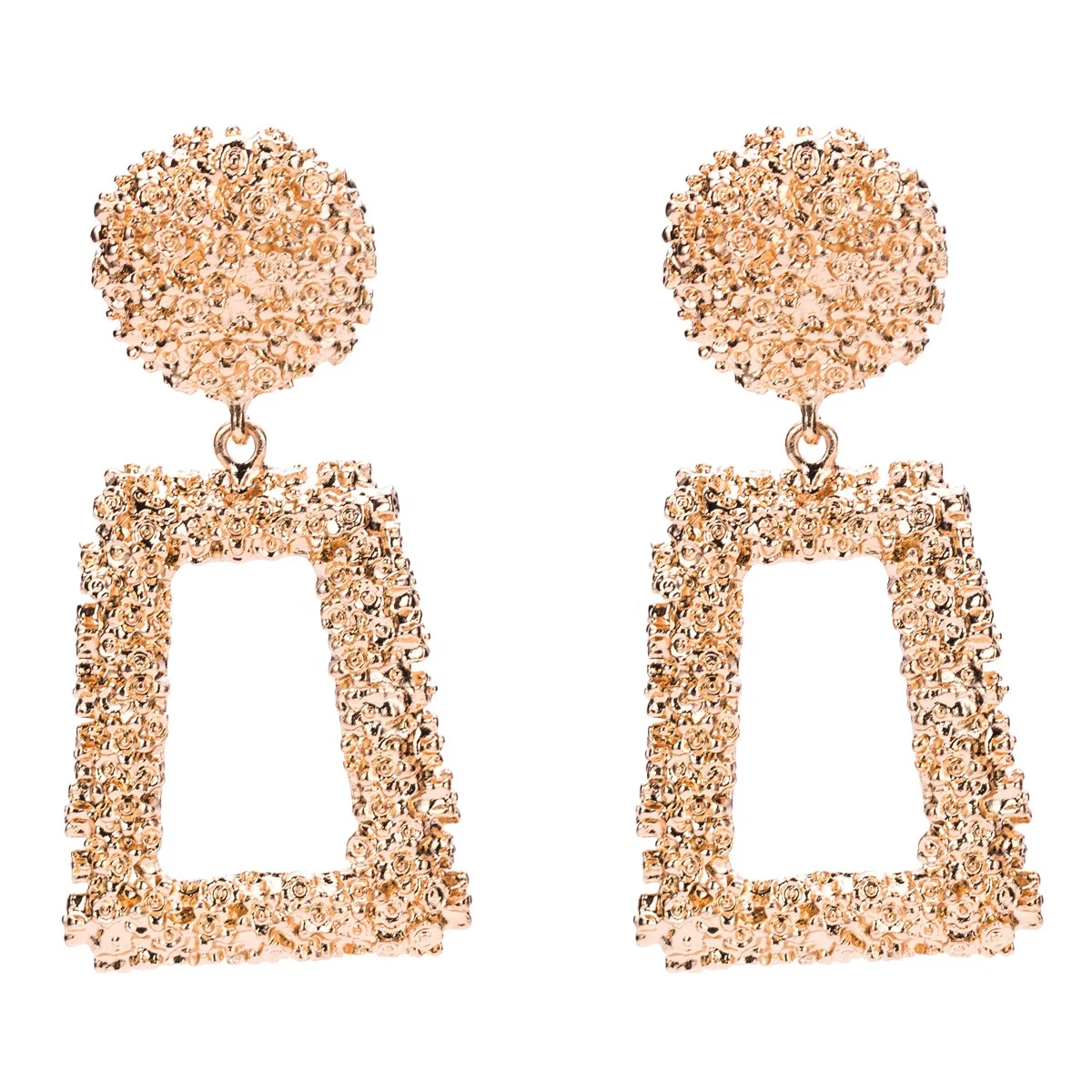 

QIANZUYIN New Product 18k Gold Jewelry Geometric Alloy Earrings