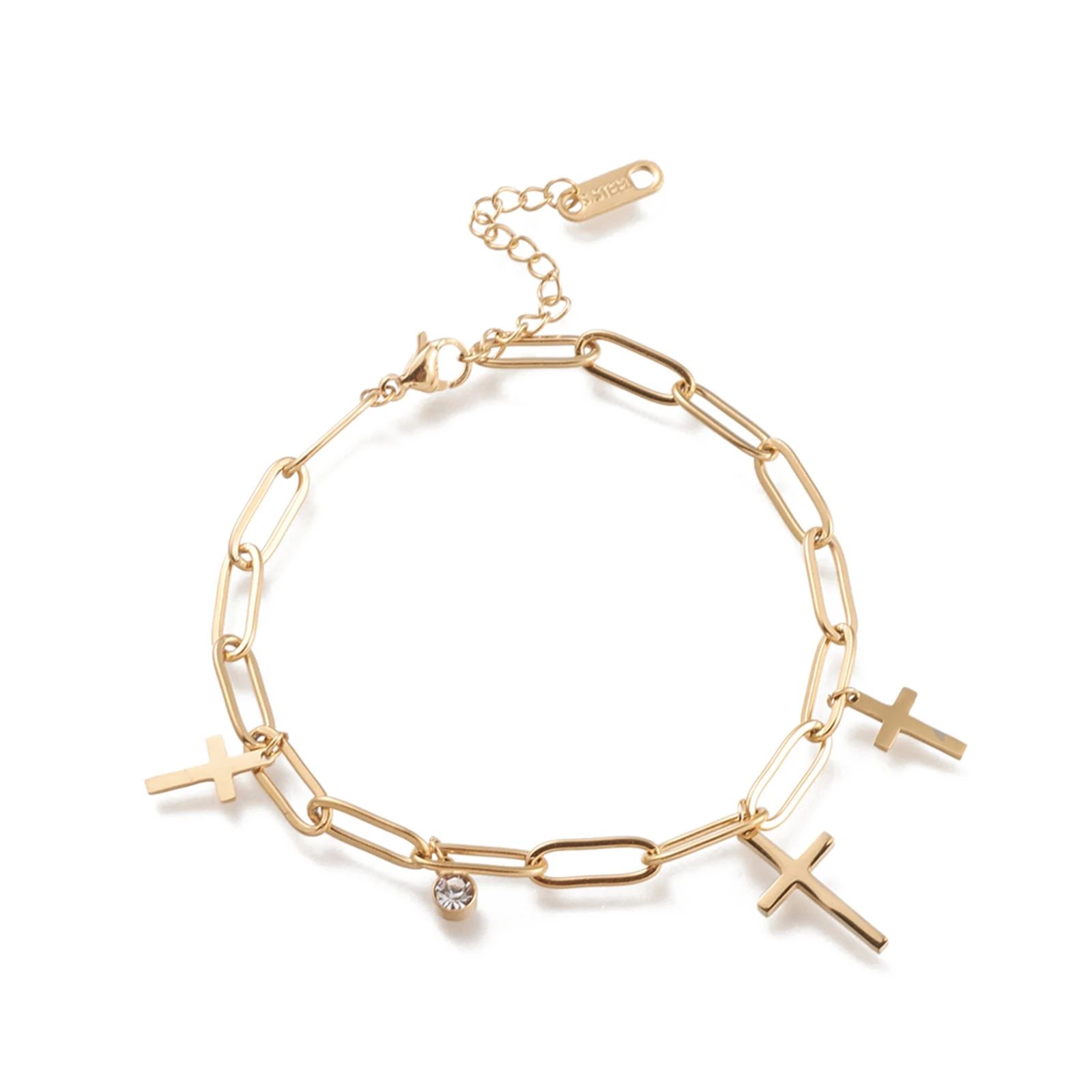 

PandaHall 304 Stainless Steel Cross Golden Charm Bracelets