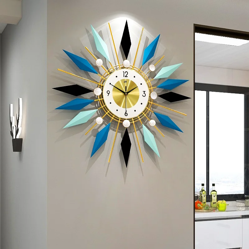 

odm/odm JJT Diamond Fashion Luxury Metal Large Wall Clock For office and Living room horloge murale, As photo show