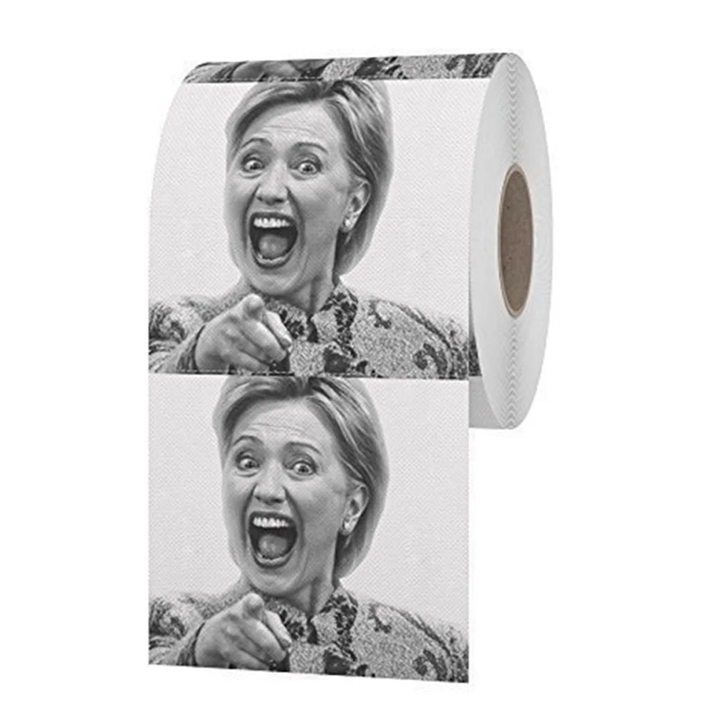 

Donald Trump Hillary novelty printed toilet tissue paper custom toilet paper roll, White