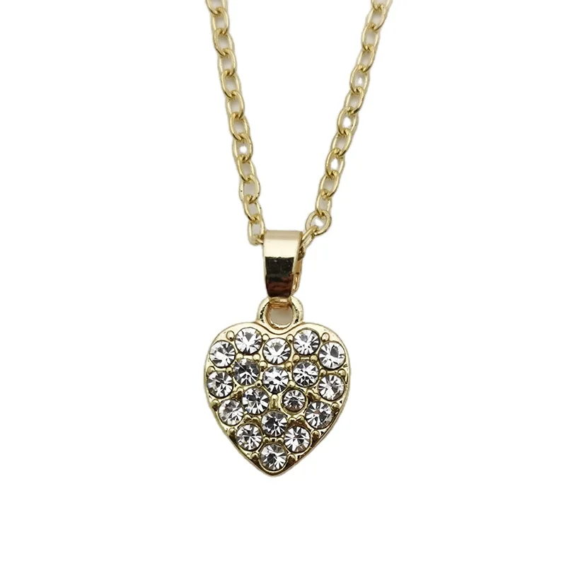 

Small Size Tiny Heart Necklace Initial Crystal Pendant Dainty Gold Necklaces Love Jewelry Gift for Daughter Wife Anniversary