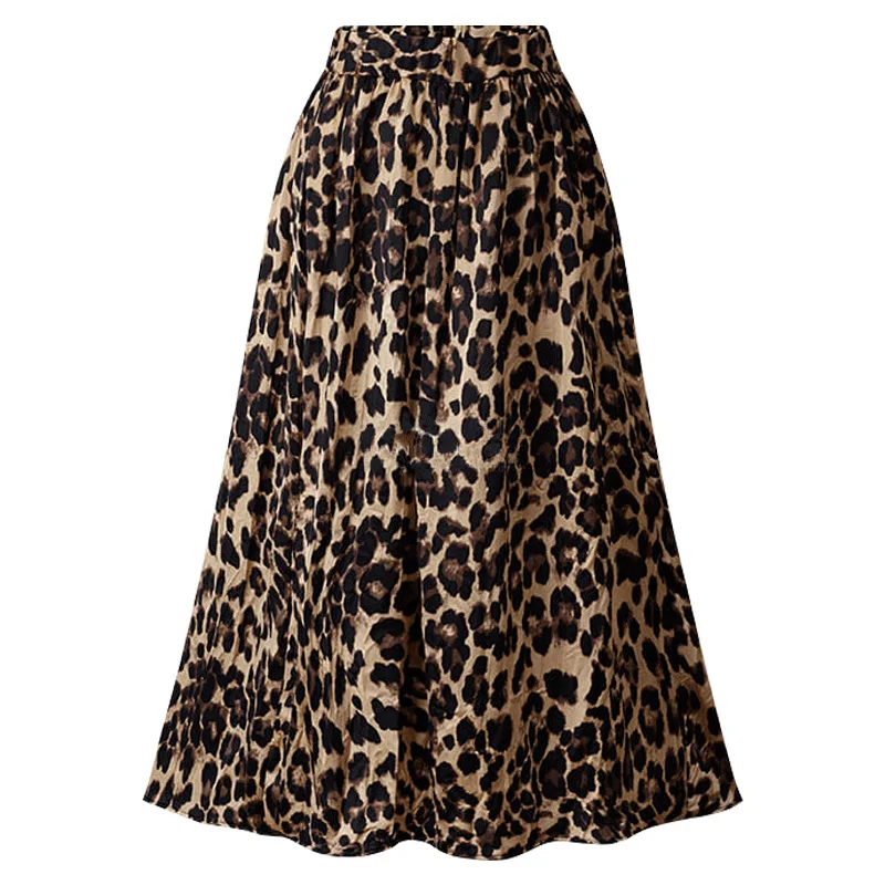 

Women Leopard Printed Pleated plus size Skirt YF80144