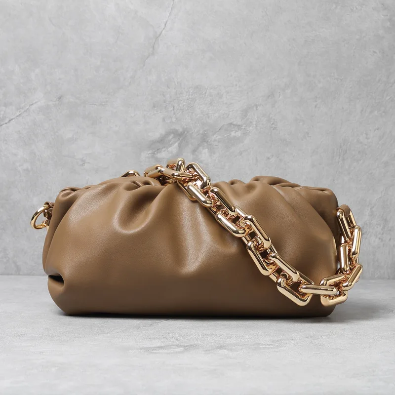 

Ins Genuine Leather Bag Thick Chain Cloud Bag Fashion Single Shoulder Armpit