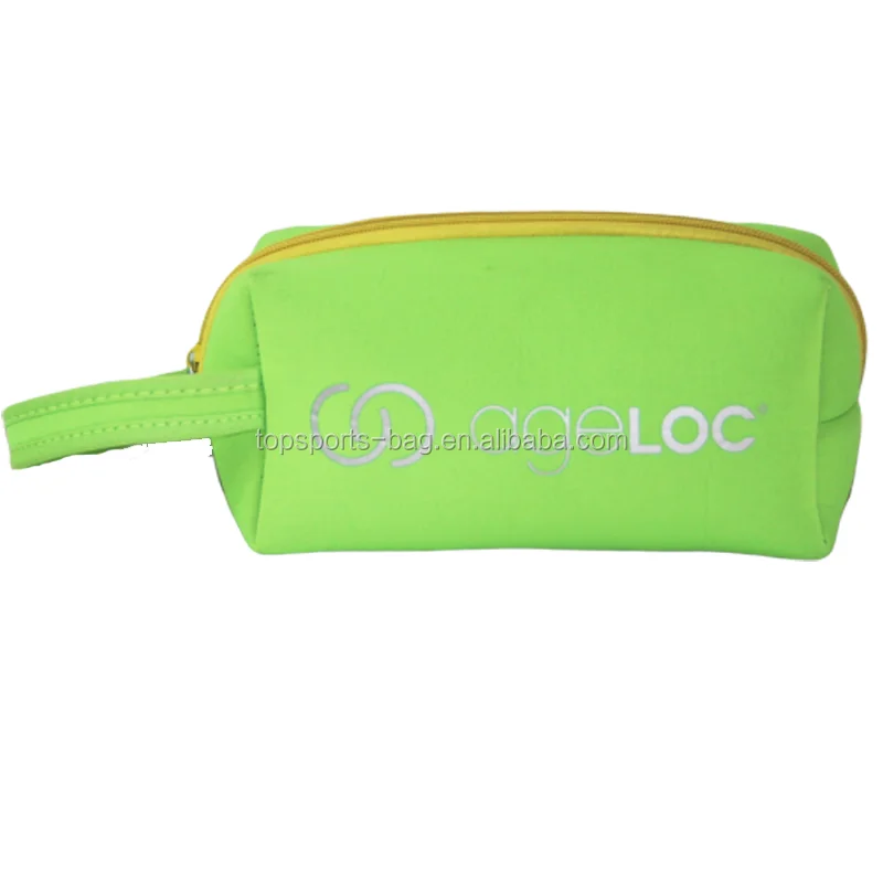 

Waterproof Travel Case Neoprene Toiletry Cosmetic Bag Skincare with Rubber Logo, Fluorescent