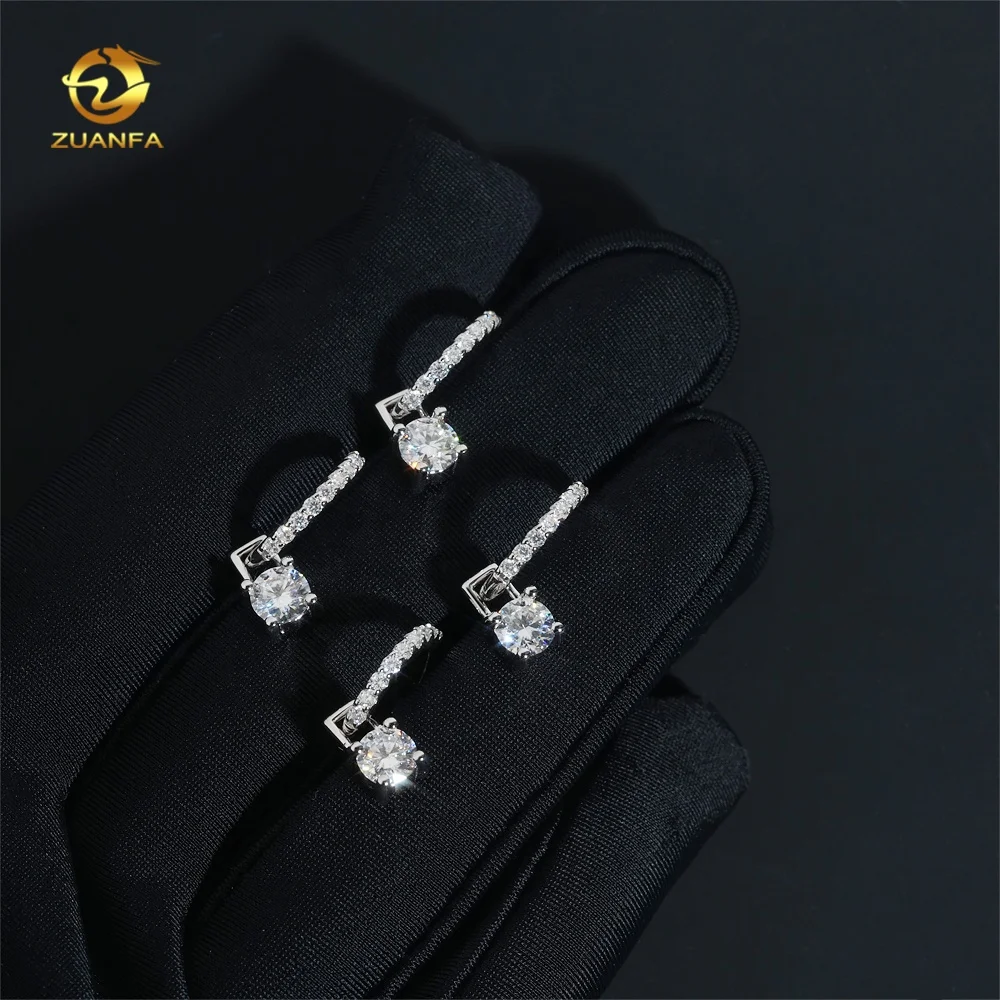 Popular Unisex Hip Hop Fashion Multiple Wear Hoops 925 Sterling Silver 0.5ct Charms Moissanite Earrings
