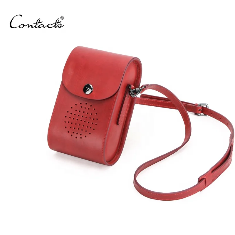 

Drop ship ladies red cowhide leather cute messenger bag mini sling telephone pouch