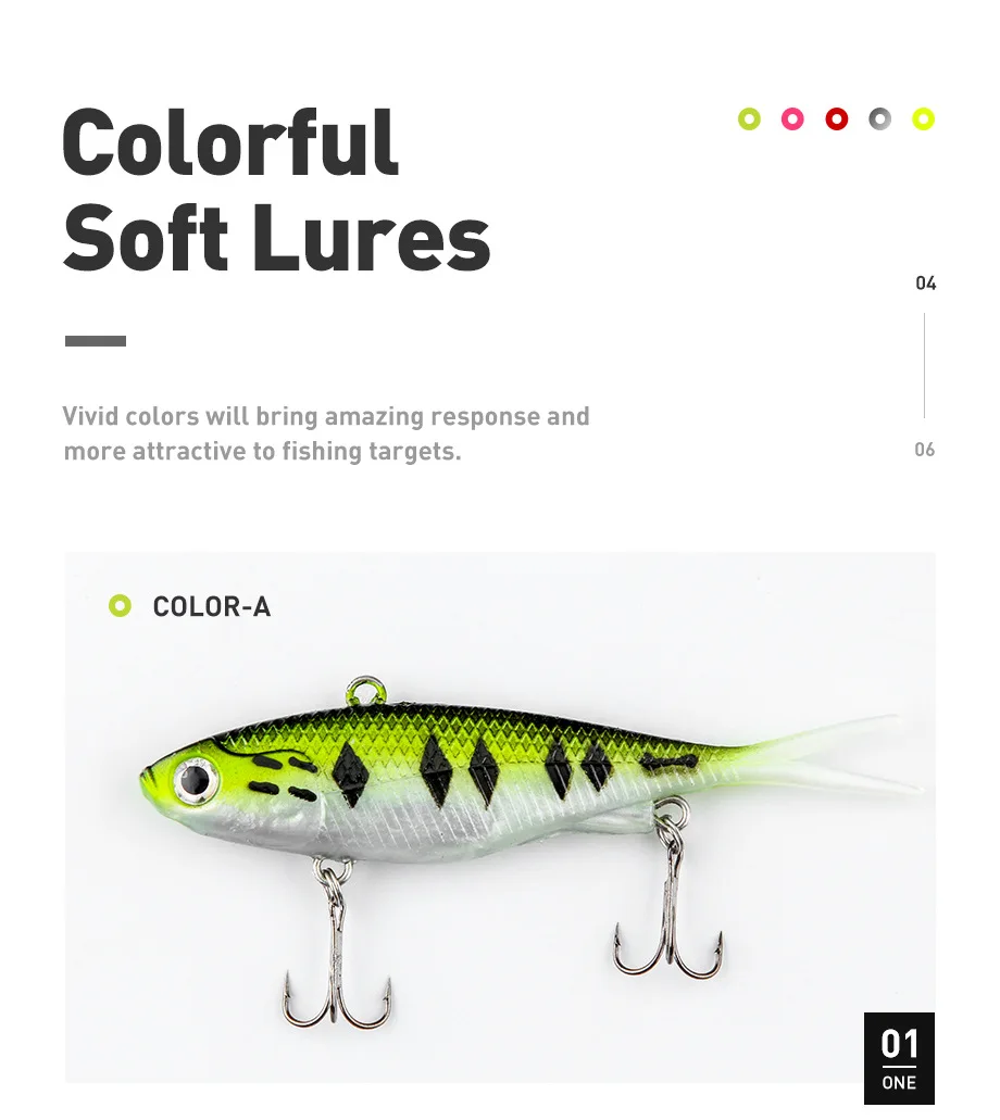 20 Colors In Stock Hard Wired Cheap Soft Lure Pvc Soft Vibes Shads