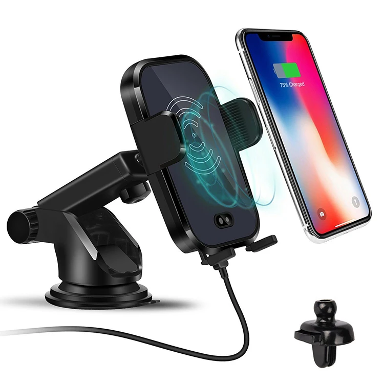 

Phone Holder 10W Car Wireless Charger Charging Qi for Iphone for Samsung 2021 New Product Factory Wholesale R1 Car Charger Black