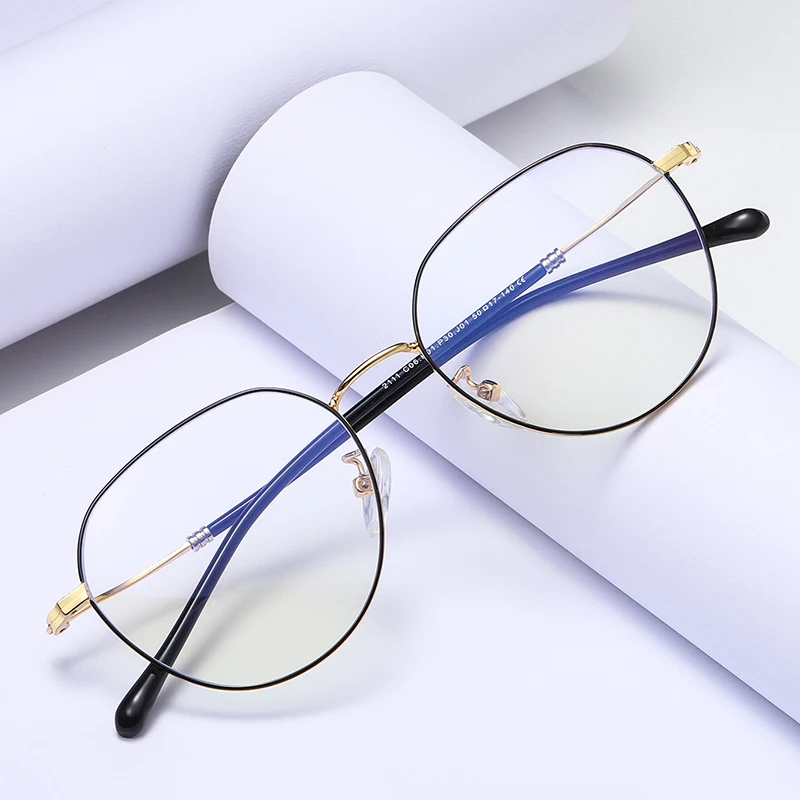 

Customize Logo Popular Anti Blue Light Glasses Good Quality Metal Eyeglasses Frame