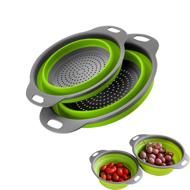 

Collapsible Silicone Colander for Kitchen Fruit Vegetable Washing Basket Strainer Foldable Basket Drainer Kitchen Tool, As picture