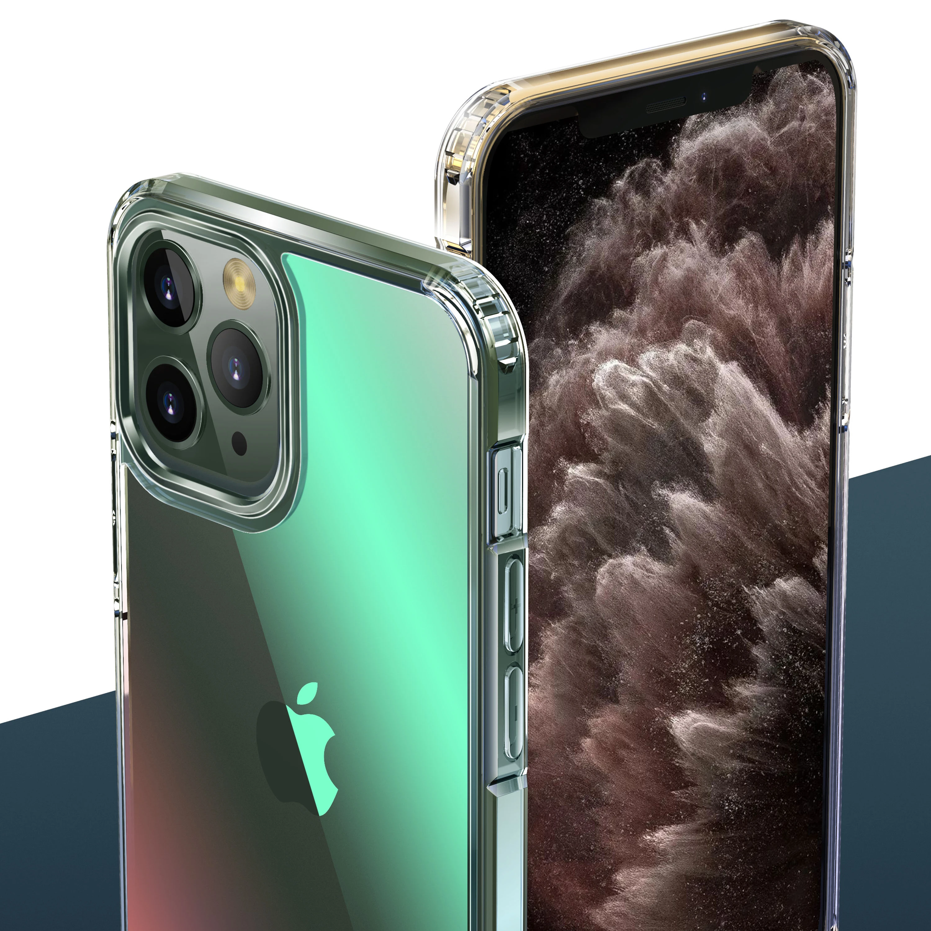 

WLONS Colour Clear Mirror TPU Phone Translucent Mobile Phone Cases For iphone 12 pro max, Black,red,navy blue,green,cyan