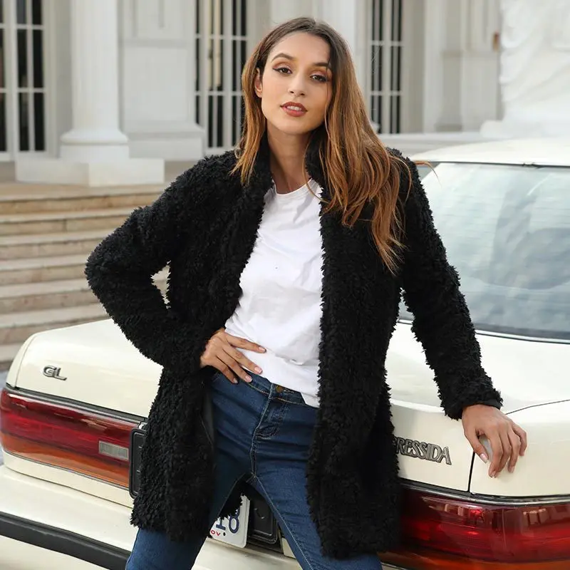 

2020 new autumn factory wholesale fashion trending hot sale women faux fur long jacket