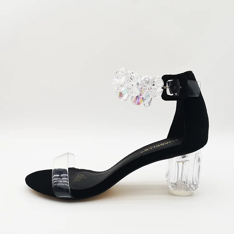 

Professional Manufacturers Wholesale Transparent High Heel Sandals with rhinestone