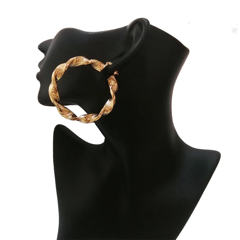 

18k Gold Plated Earrings Jewelry Hypoallergenic Minimalist Stainless Steel Twisted Gold Plated Hoop Earrings for Women, Customized color