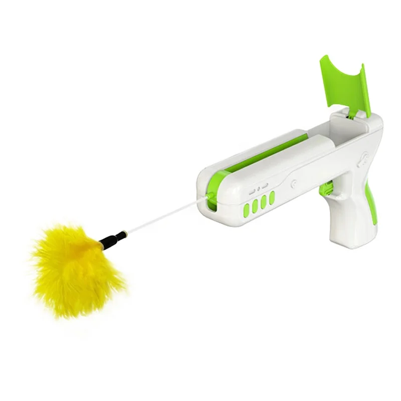 

Funny Cat Sticks Automatic Gun Feather Teasing Pet Cat Interactive Toys, As picture