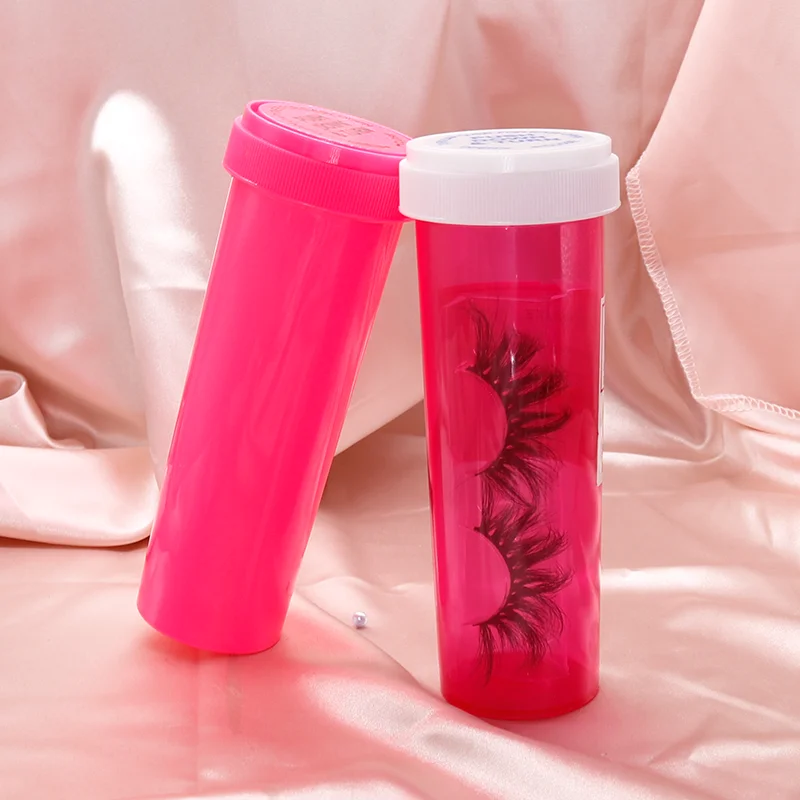 

empty vegan eyelashes private label pill bottle eyelash packaging