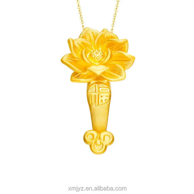 

Vietnam Placer Gold Ruyi Pendant Tiktok Same Style Fu Character Lotus Copper-Plated Gold Ruyi Pendant Live Delivery Supply