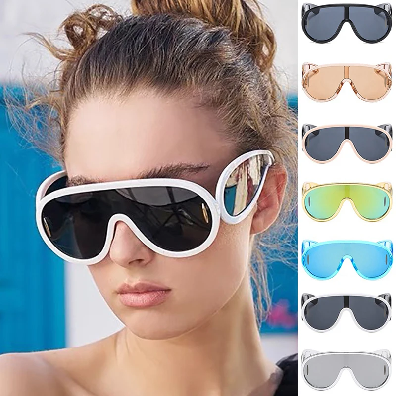 

Luxury Brand Y2k Sunglasses Women Men One Piece Sexy Mirror Sun Glasses Female Futuristic Sunglasses Oversized Sunglasses